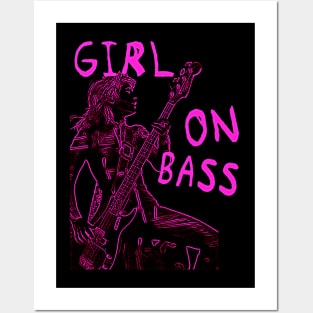 Girl On Bass Posters and Art